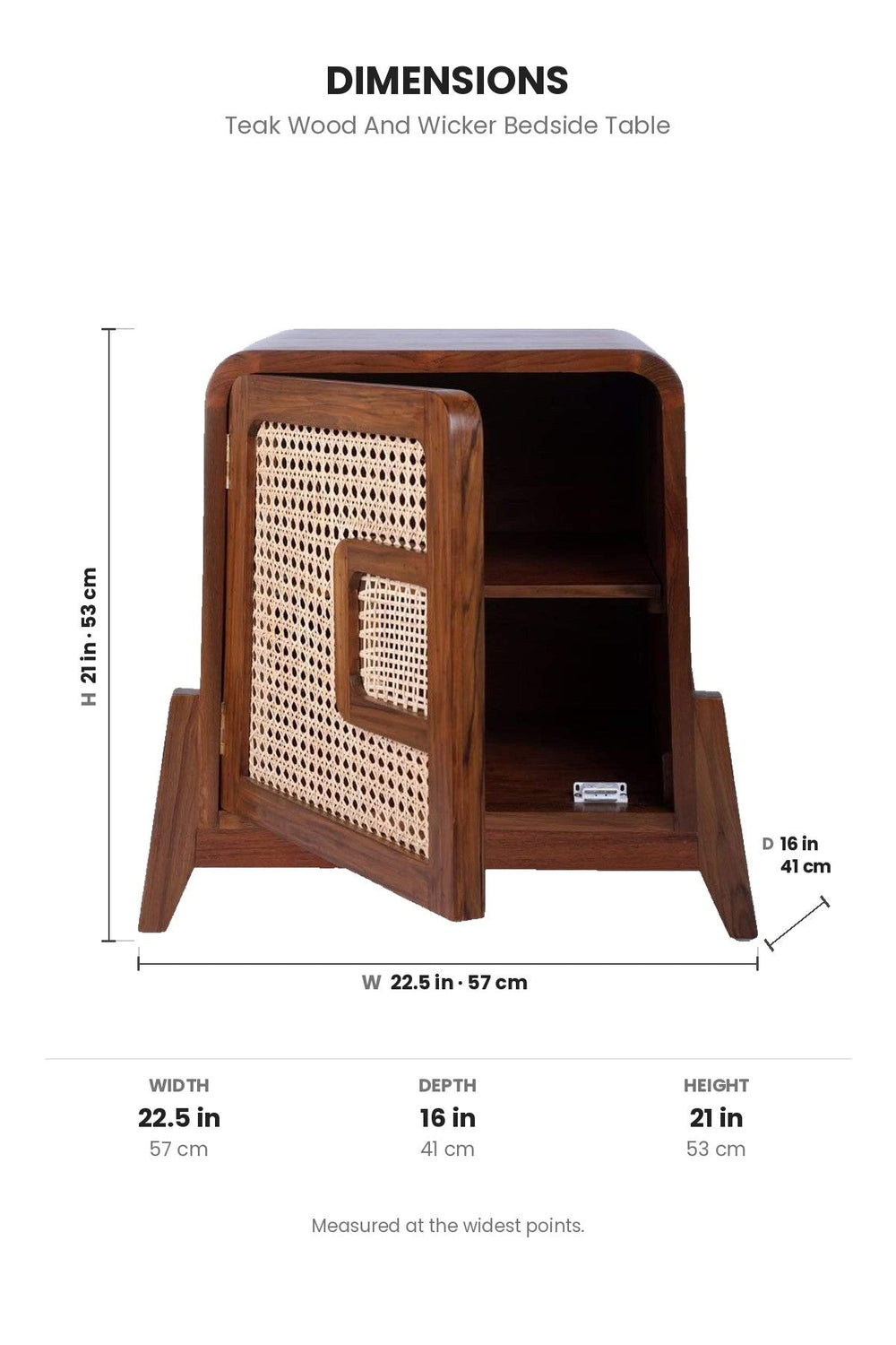 BEDSIDE TABLES Teak Wood And Wicker Bedside Table