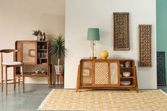 SIDEBOARDS Teak Wood And Wicker Sideboard