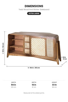 SIDEBOARDS Teak Wood And Wicker Sideboard