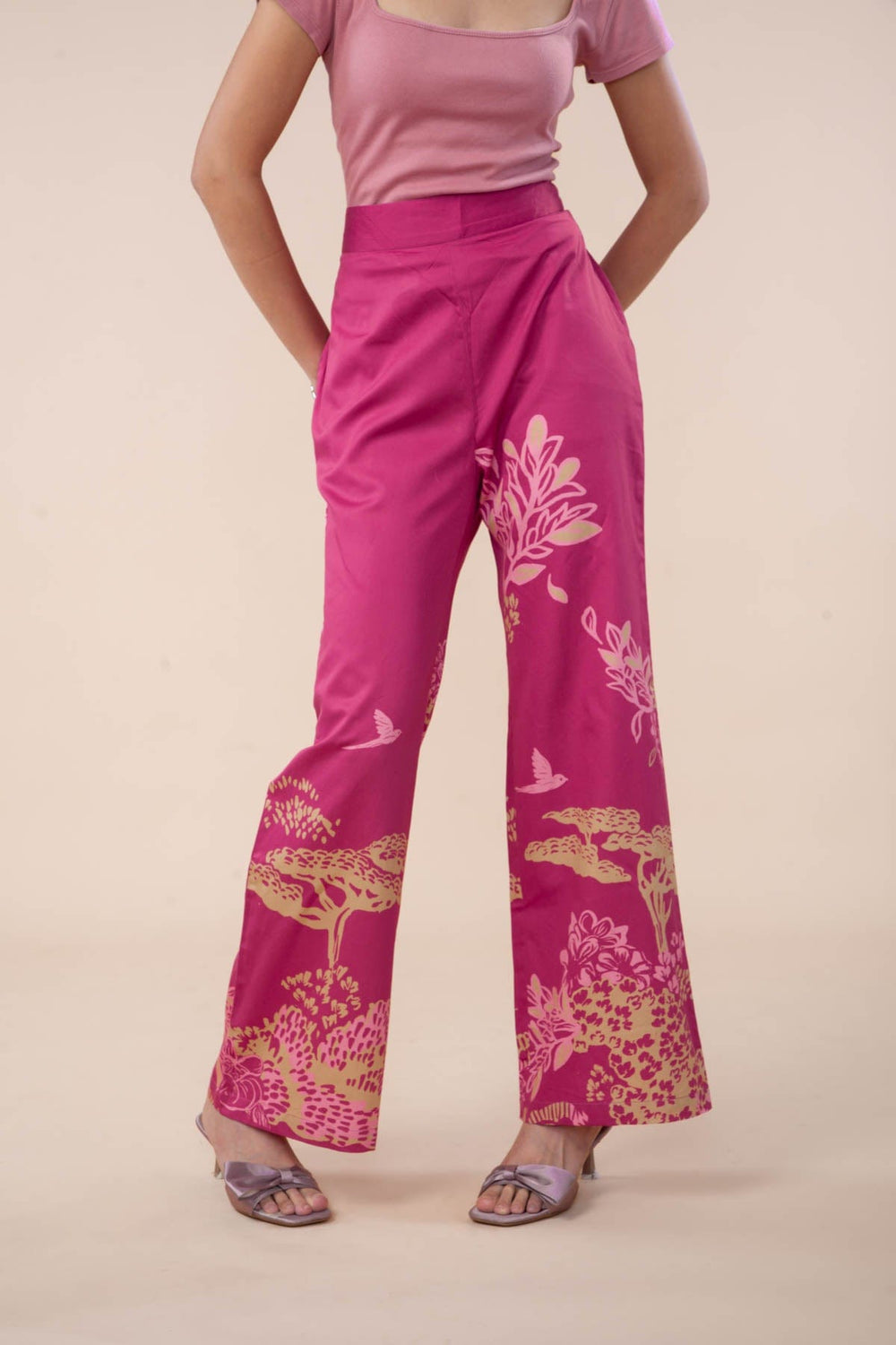 BOTTOMS Wilderness Song Flared Pants (Sangria Red)
