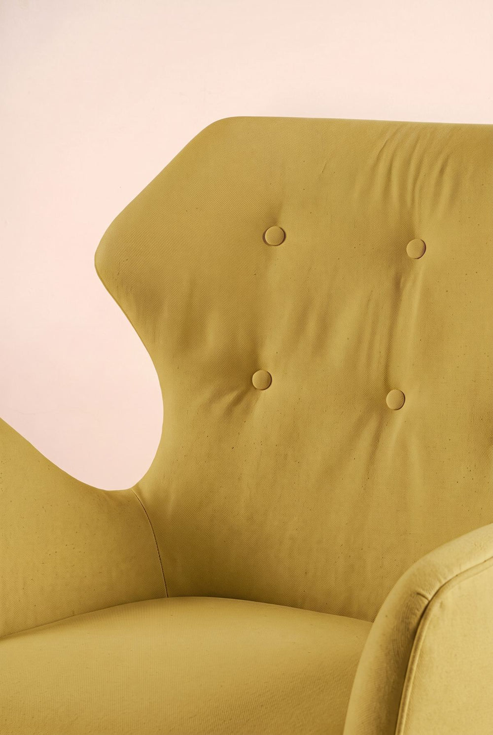 Upholstered Bundle Winged Accent Chair in Solid Twisted Mustard Fabric