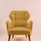 Winged Accent Chair in Solid Twisted Mustard Fabric