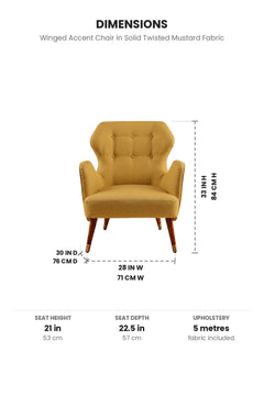 Upholstered Bundle Winged Accent Chair in Solid Twisted Mustard Fabric