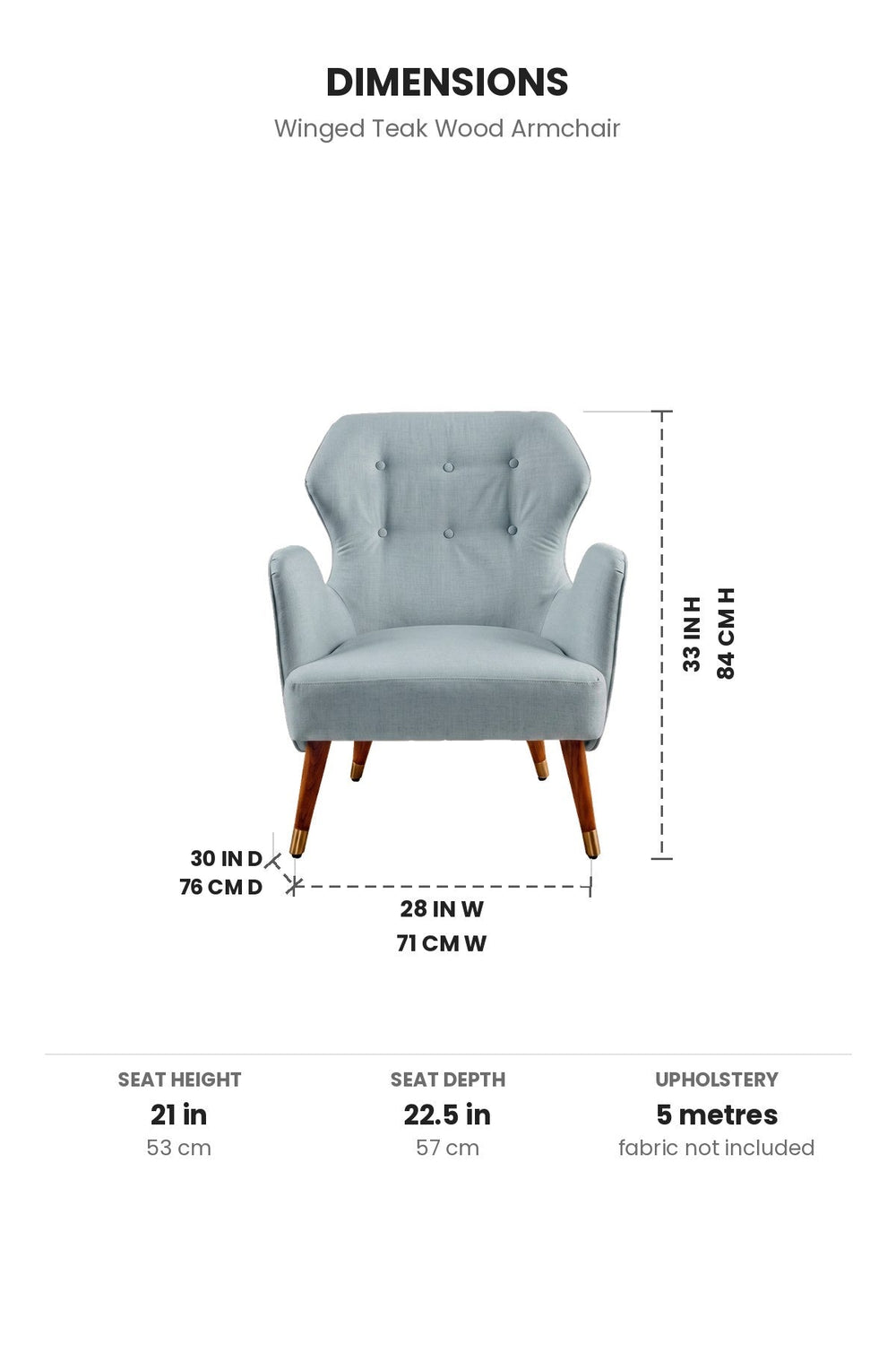 ARMCHAIRS & ACCENTS Winged Teak Wood Armchair
