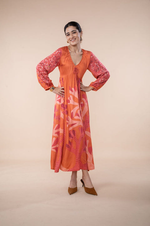 WONDERLAND MIDI DRESS  CHILLY ORANGE