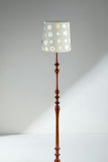 Wooden Teak Wood Floor Lamp with Celestial Sky Taper Lampshade (Lunar Gold)