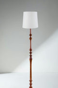 Wooden Teak Wood Floor Lamp with Solid Taper Lampshade (Off White)