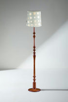 Wooden Teak Wood Floor Lamp with Celestial Sky Taper Lampshade (Lunar Gold)