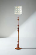 Lighting Bundle Wooden Teak Wood Floor Lamp with Celestial Sky Taper Lampshade (Lunar Gold)