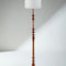 Wooden Teak Wood Floor Lamp with Loose Weave Drum Lampshade (Off White)