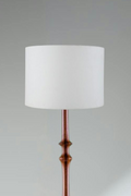 Lighting Bundle Wooden Teak Wood Floor Lamp with Loose Weave Drum Lampshade (Off White)