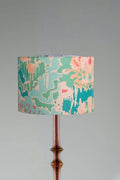 Lighting Bundle Wooden Teak Wood Floor Lamp with Rorschach Drum Lampshade (Emerald Green)