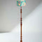 Wooden Teak Wood Floor Lamp with Rorschach Taper Lampshade (Emerald Green)