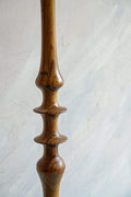 Lighting Bundle Wooden Teak Wood Floor Lamp with Solid Taper Lampshade (Off White)