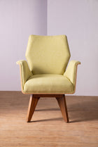 Wrap Accent Chair in Solid Twisted Herbal Green Fabric
