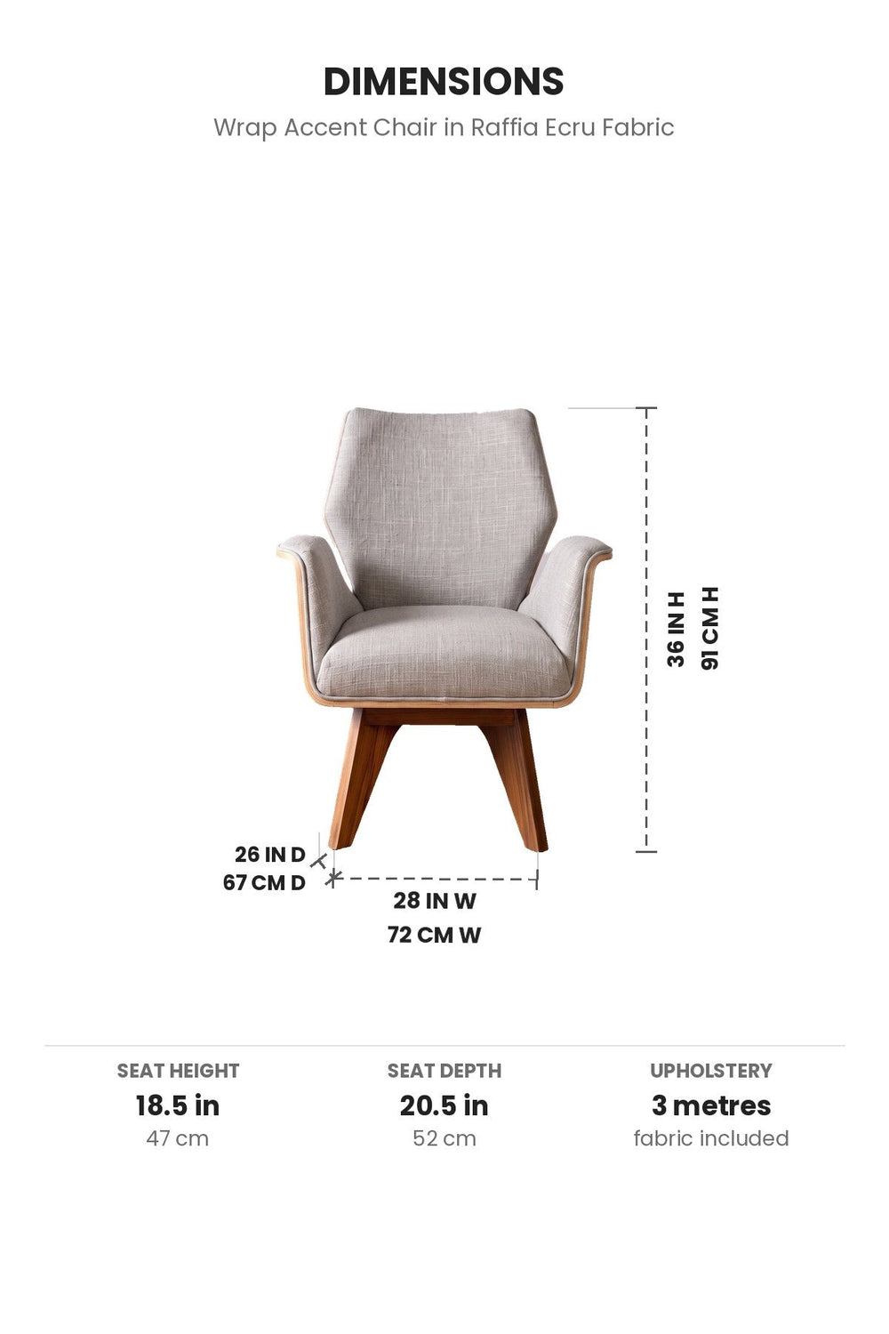 Upholstered Bundle Wrap Accent Chair in Raffia Ecru Fabric