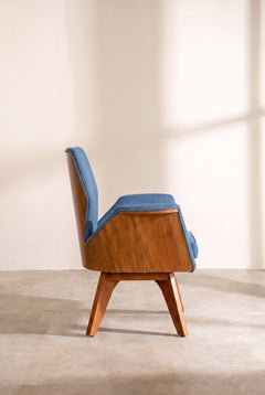 Upholstered Bundle Wrap Accent Chair in Solid Twisted Water Blue Fabric