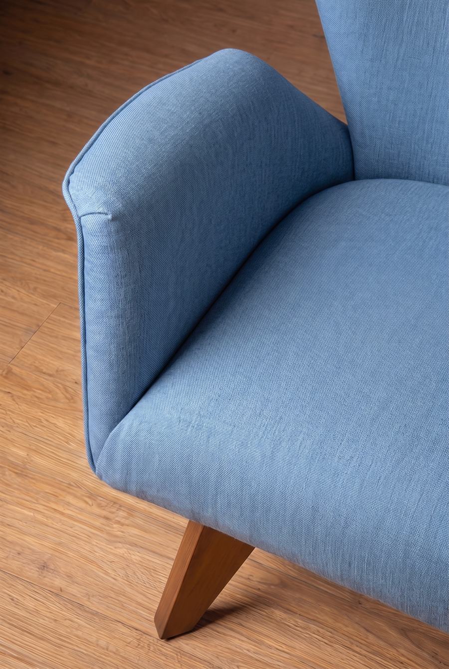 Upholstered Bundle Wrap Accent Chair in Solid Twisted Water Blue Fabric