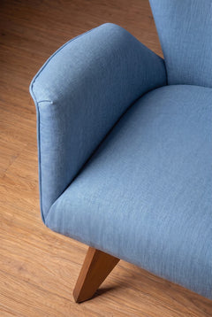 Upholstered Bundle Wrap Accent Chair in Solid Twisted Water Blue Fabric