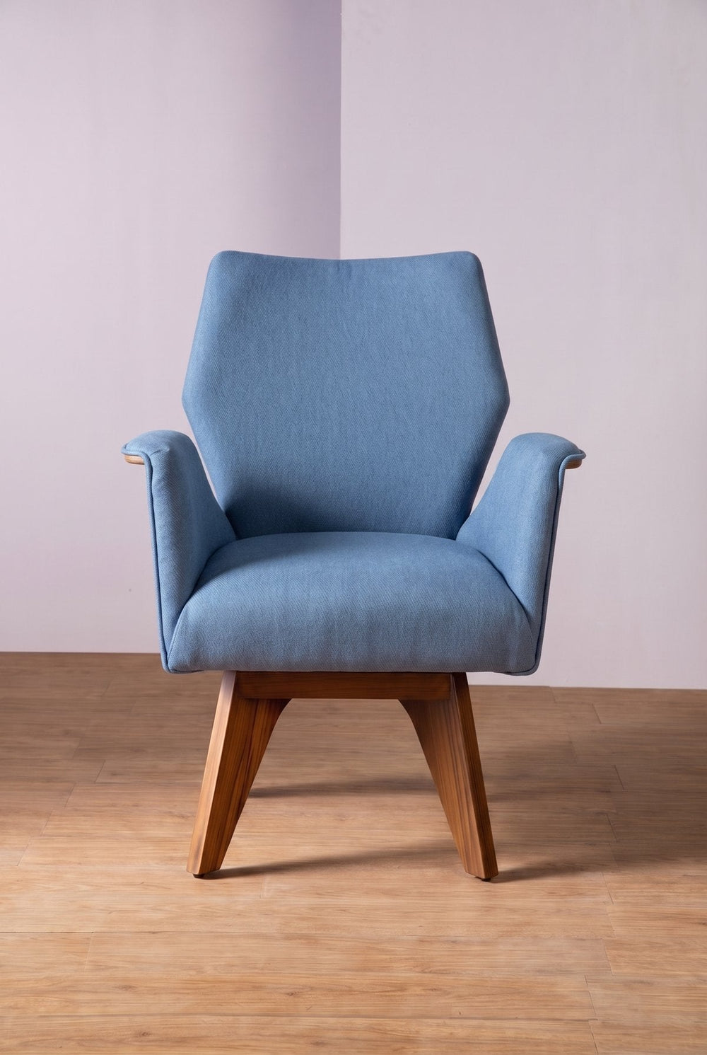 Upholstered Bundle Wrap Accent Chair in Solid Twisted Water Blue Fabric