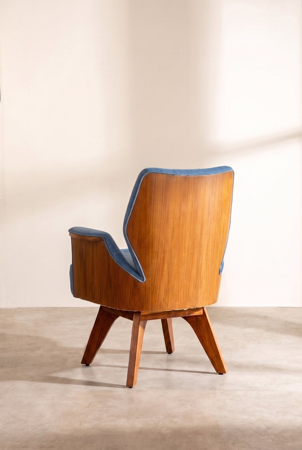 Upholstered Bundle Wrap Accent Chair in Solid Twisted Water Blue Fabric