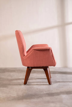 Upholstered Bundle Wrap Accent Chair in Raffia Red Pepper Fabric