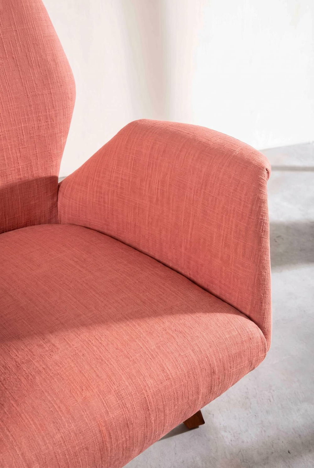 Upholstered Bundle Wrap Accent Chair in Raffia Red Pepper Fabric