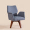 Wrap Accent Chair in Code Shadow Plum Blue Fabric