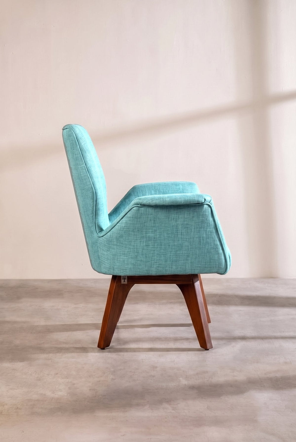 Upholstered Bundle Wrap Accent Chair in Raffia Turquoise Fabric