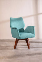 Wrap Accent Chair in Raffia Turquoise Fabric