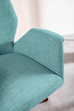Upholstered Bundle Wrap Accent Chair in Raffia Turquoise Fabric