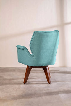 Upholstered Bundle Wrap Accent Chair in Raffia Turquoise Fabric