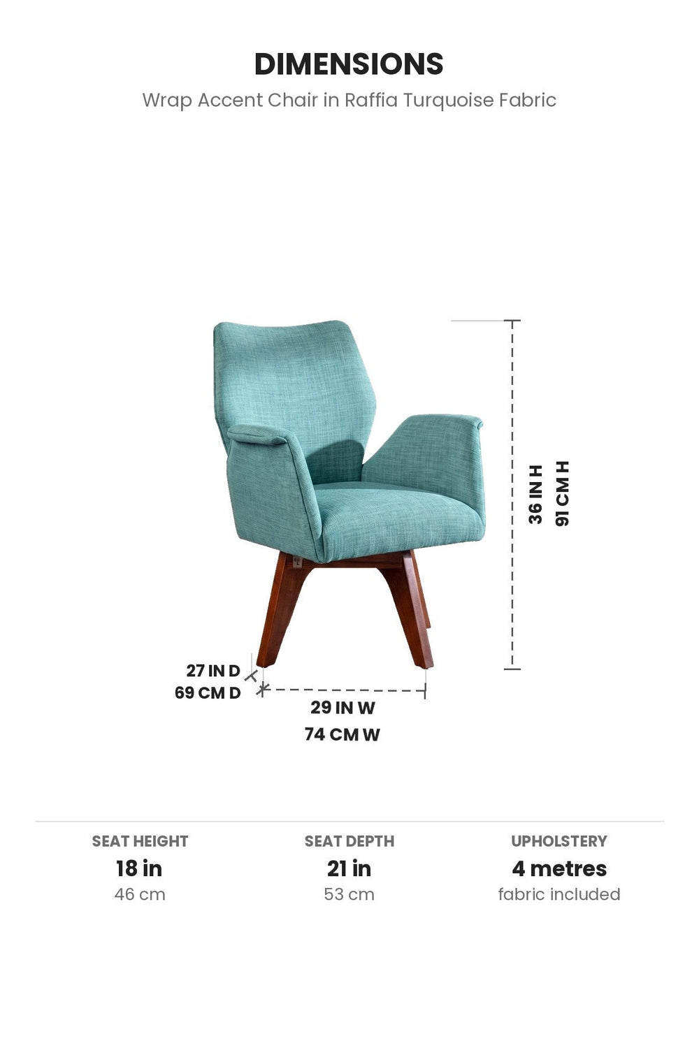 Upholstered Bundle Wrap Accent Chair in Raffia Turquoise Fabric