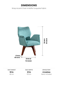 Upholstered Bundle Wrap Accent Chair in Raffia Turquoise Fabric