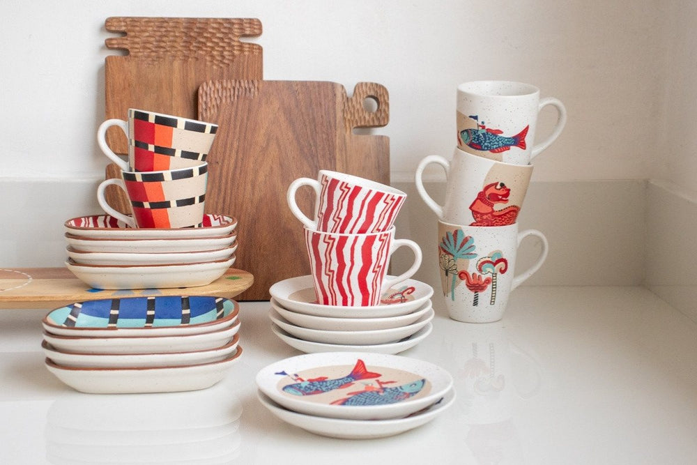 MUGS & CUPS Yali Red Coffee Mug (Set Of 2)