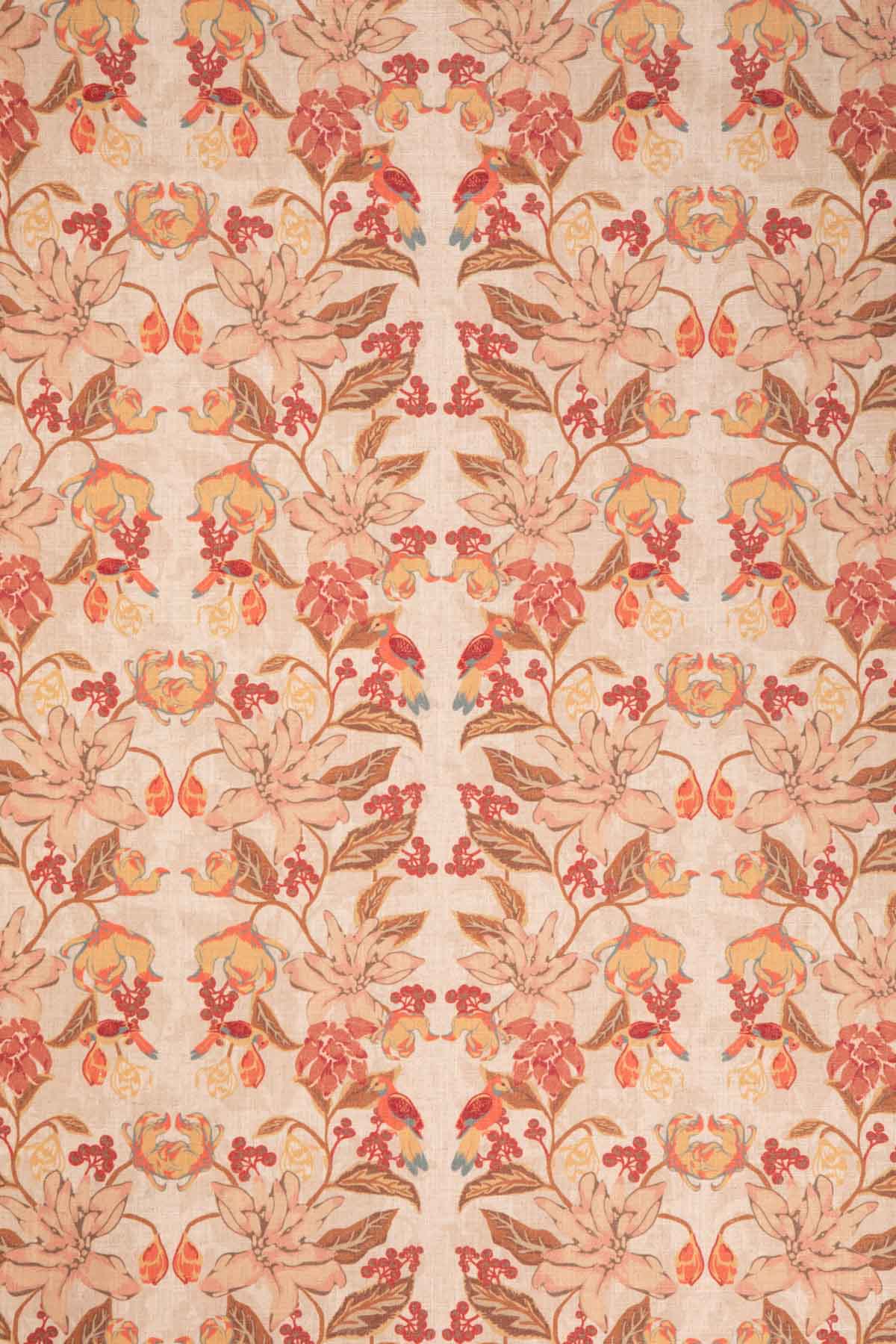 PRINT & PATTERN UPHOLSTERY FABRICS Ylang Ylang With Doves Printed Upholstery Fabric (Amber Yellow)