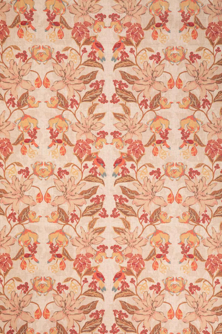 PRINT & PATTERN UPHOLSTERY FABRICS Ylang Ylang With Doves Printed Upholstery Fabric (Amber Yellow)