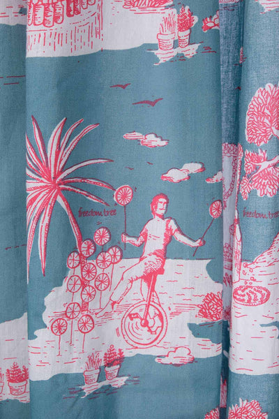 COTTON FABRIC AND CURTAINS SWATCH Mumbai Makers (Teal/Pink) Fabric Swatch