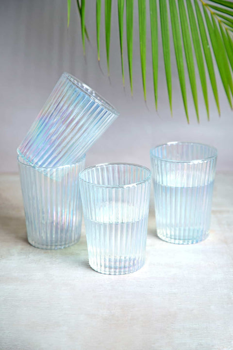 DRINKING GLASSES Groovy Everyday Glasses (Rainbow Lusture) (Set of 4)