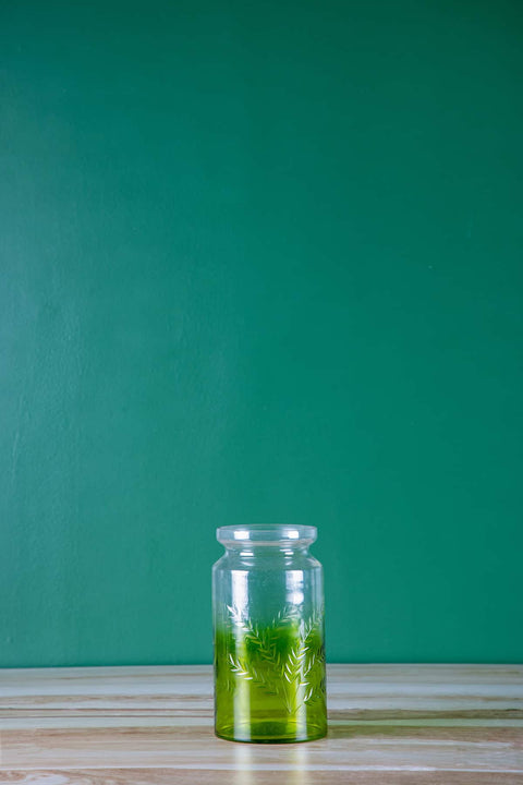 GLASS VASE Jar Glass Vase (Lime)