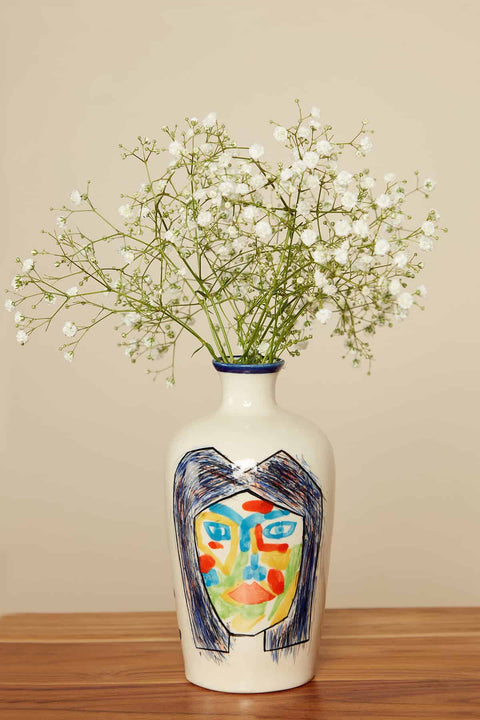 FLOWER VASE Wild Man Ceramic Vase (Blue)