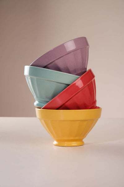 BOWL Color Pop Ribbed Bowl Multi-Colored (Set Of 4)