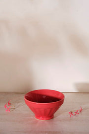 BOWL Color Pop Ribbed Bowl Red Coral (Set Of 2)