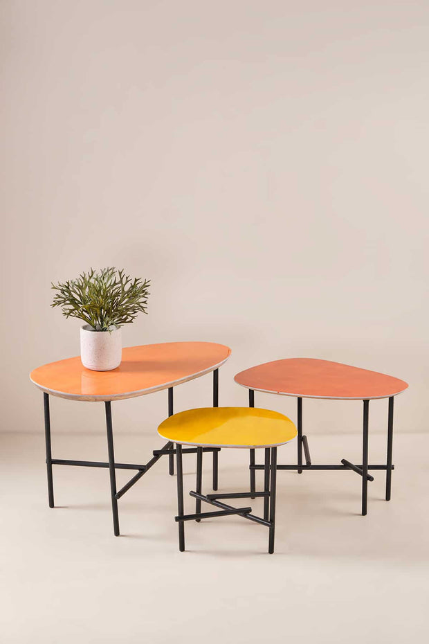 SIDE TABLE Sunburst Ovoid Side Table (Multi-Colored)