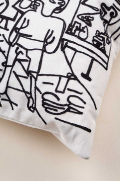 PRINTED CUSHIONS Artist Studio (35 Cm X 50 Cm) Cushion Cover (Black/White)