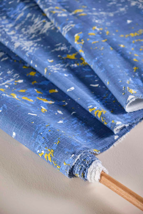 UPHOLSTERY FABRIC SWATCH Kagal Upholstery Fabric Blue/Yellow Swatch