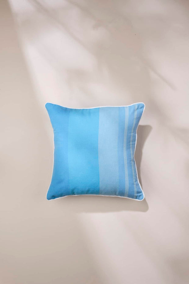 PRINTED CUSHIONS Casual Striper (41 Cm X 41 Cm) Cushion Cover (Azure Blue)