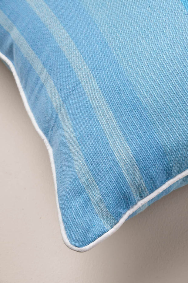 PRINTED CUSHIONS Casual Striper (41 Cm X 41 Cm) Cushion Cover (Azure Blue)