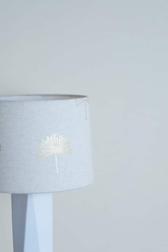 LAMP SHADES Sabar Palm Medium Drum Lampshade (White/Gold)