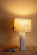 LAMP SHADES Sabar Palm Medium Drum Lampshade (White/Gold)